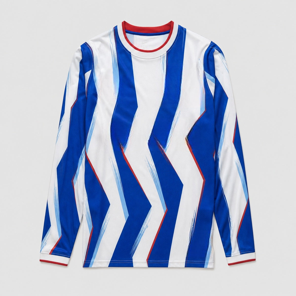 Blue & White Zigzag Special Edition 25/26 Long Sleeve Jersey — Unbranded